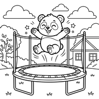 Panda Felice che Salta sul Trampolino