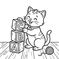Playful Kitten with Alphabet Blocks
