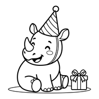 Geburtstags-Baby-Nashorn mit Geschenk