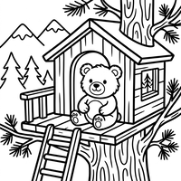 Cute Bear in a Treehouse
