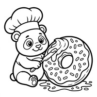Kokkepanda med kæmpe donut