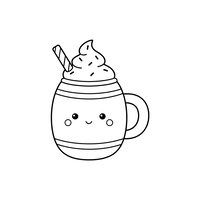 Taza Kawaii de Chocolate Caliente con Crema Batida