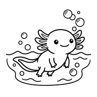 Söt simmande axolotl