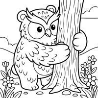 Adorable Owl Hugging a Tree
