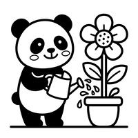 Cute Panda Gardening