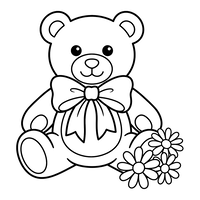 Süßer Teddybär mit Blumen