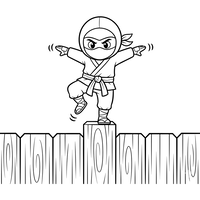 Ninja Lucu Menyeimbangkan Diri di Pagar