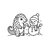 Pangolim e Boneco de Neve Amigos de Inverno
