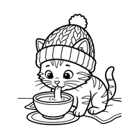 Söt kattunge i vintermössa