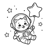 Astronaut Kitten in de Ruimte