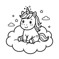 Unicorn Bebeluș Adorabil pe un Nor