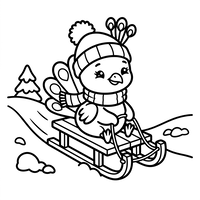 Cute Winter Bird on a Sled