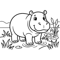 Happy Hippo in the Water