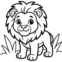 Adorable Lionceau dans l'Herbe