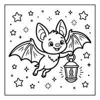 Cute Little Bat with Lantern