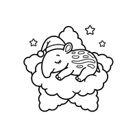 Sovende juleelefant på en sky