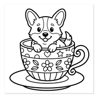 Lindo Corgi numa xícara de chá