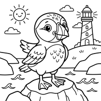 Cute Puffin by the Lighthouse