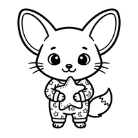 Söt liten räv i stjärnpyjamas