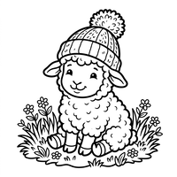 Süßes Lamm mit Wintermütze