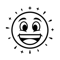 Glückliche lächelnde Sonne mit Strahlen