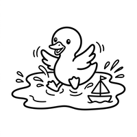 Happy Duck and Toy Boat