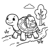 Adventurous Turtle with Backpack