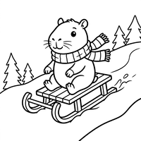 Simpatico Capibara in Slitta in Inverno