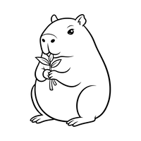 Freundliches Capybara Hält Blätter