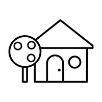 Ícone Simples de Casa e Árvore