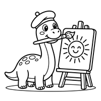 Dinosaurio Artista Pintando un Sol