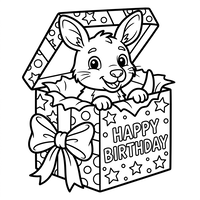 Lindo Conejito de Cumpleaños en una Caja de Regalo