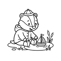 Cute Bear with Toy Boat