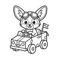 Puppy Aviator in a Cardboard Box Car