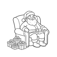Père Noël dans un Fauteuil avec des Cadeaux