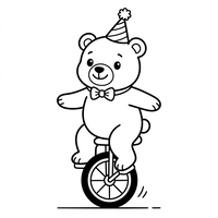 Ours de fête sur un monocycle
