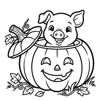 Schattig Varkentje in een Halloween-pompoen