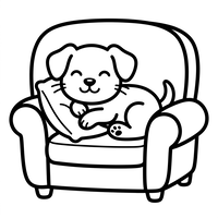 Chiot endormi dans un fauteuil confortable