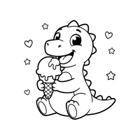 Dinosaurus Ceria dengan Es Krim