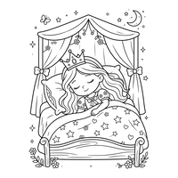 Pequeña Princesa Durmiendo en Cama con Dosel