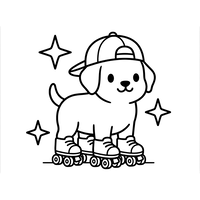 Cachorro en Patines con Gorra