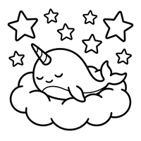 Slapende Narwal op een Wolk