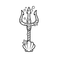 Magical Underwater Trident with Starfish and Seashell