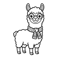 Stylish Llama with Glasses and Scarf