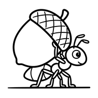 Hardworking Ant with Giant Acorn