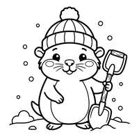 Schattige wintermol met schep