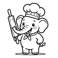 Elefante Chef Horneando
