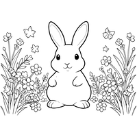 Süßer Hase auf einer Blumenwiese