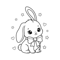 Adorable Lapin avec Nœud Papillon, Étoiles et Cœurs