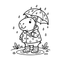Cute Hippo in the Rain